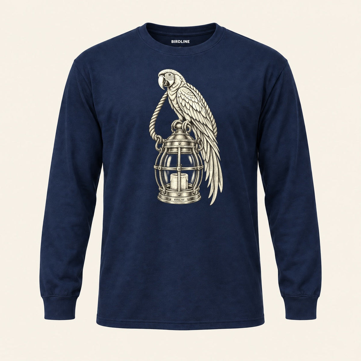 Lantern Watch Long Sleeve Shirt in Navy, front view