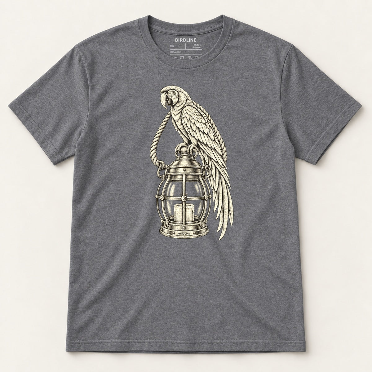 Lantern Watch T-Shirt in Dark Heather Grey, front view