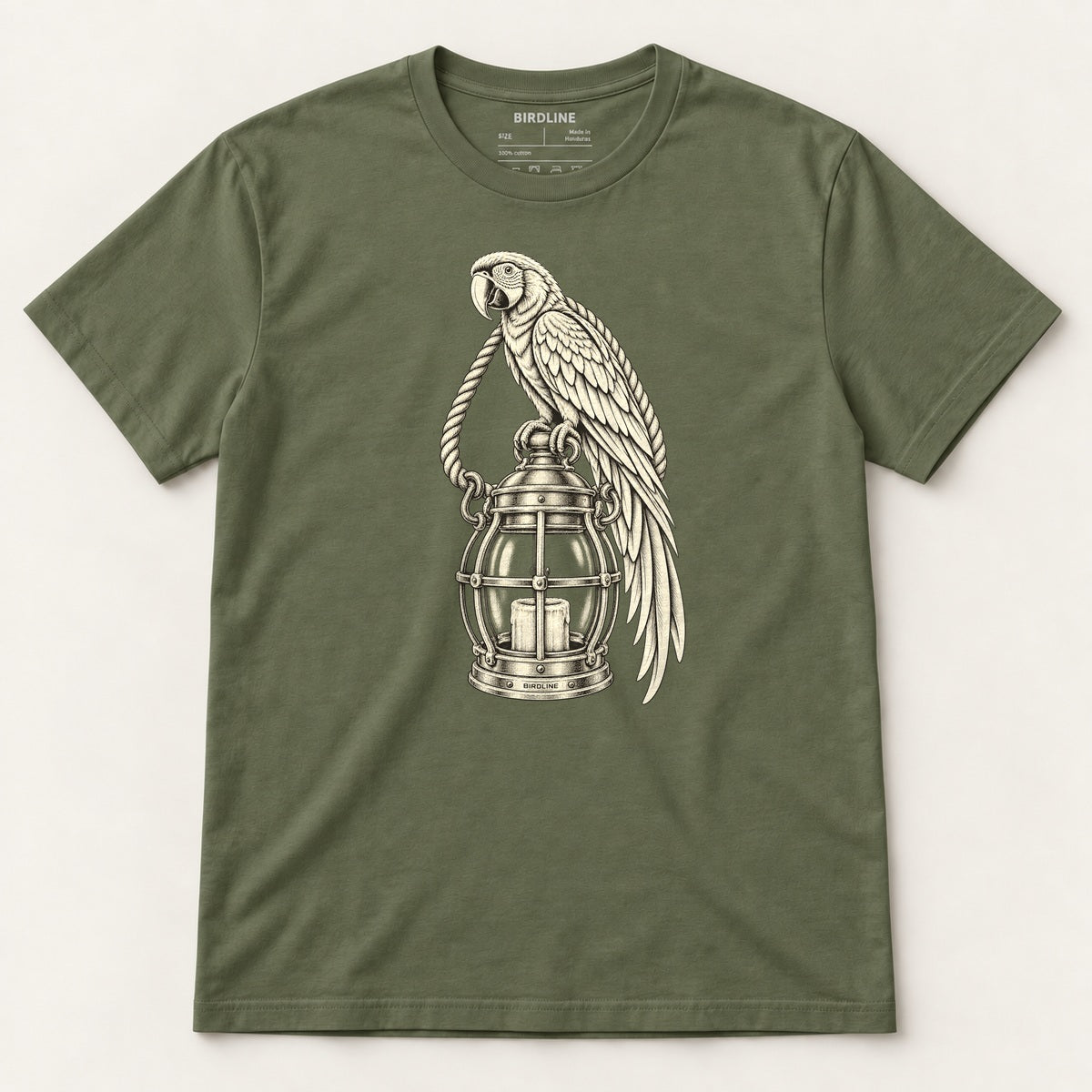 Lantern Watch T-Shirt in Military Green, front view