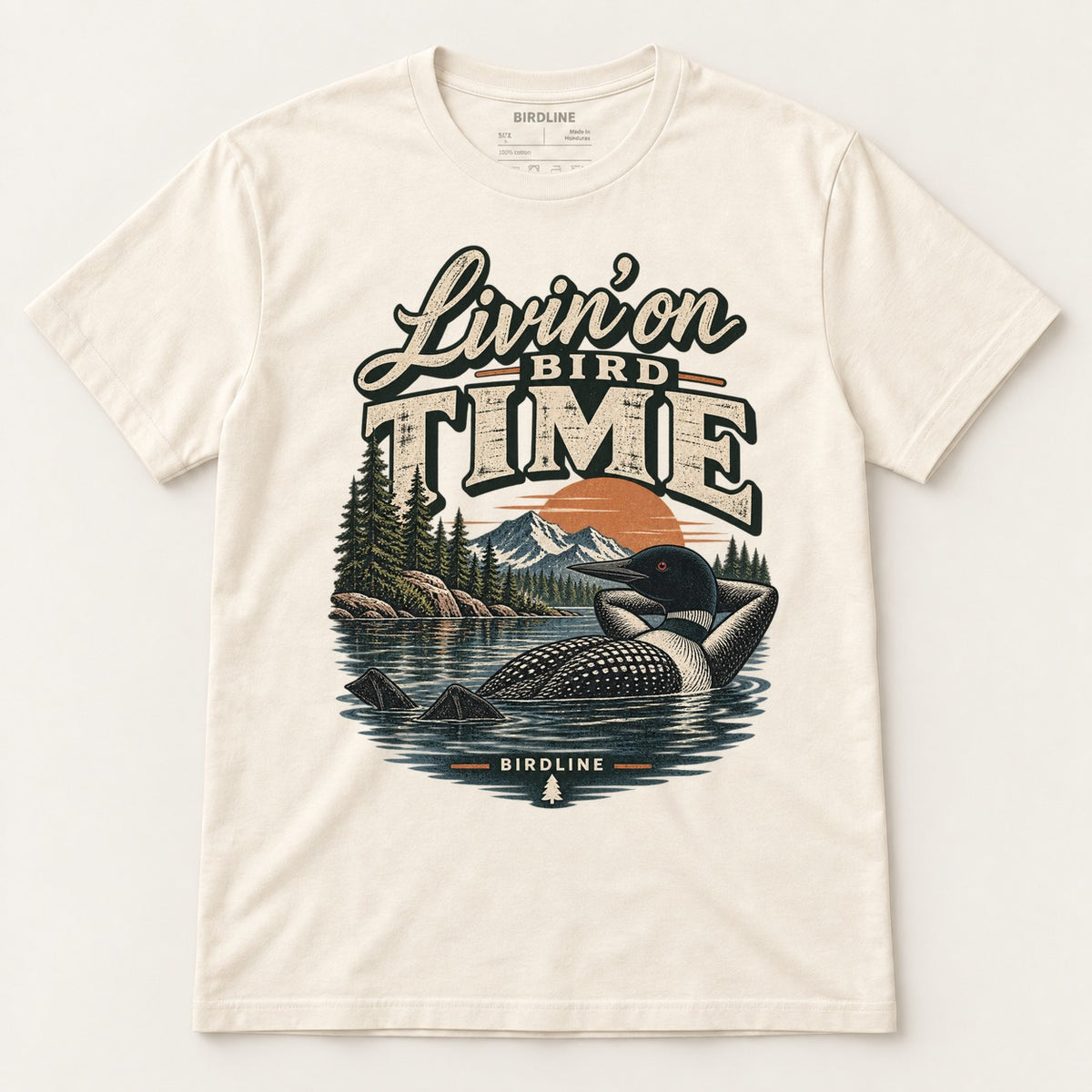 Livin On Bird Time T-Shirt in Natural, front view