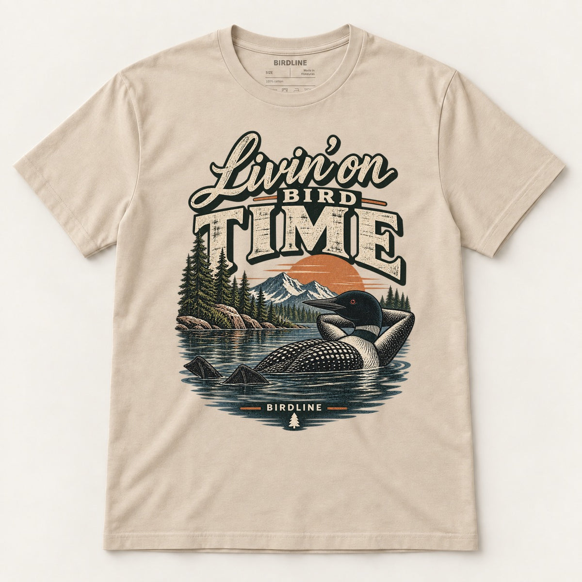 Livin On Bird Time T-Shirt in Sand, front view