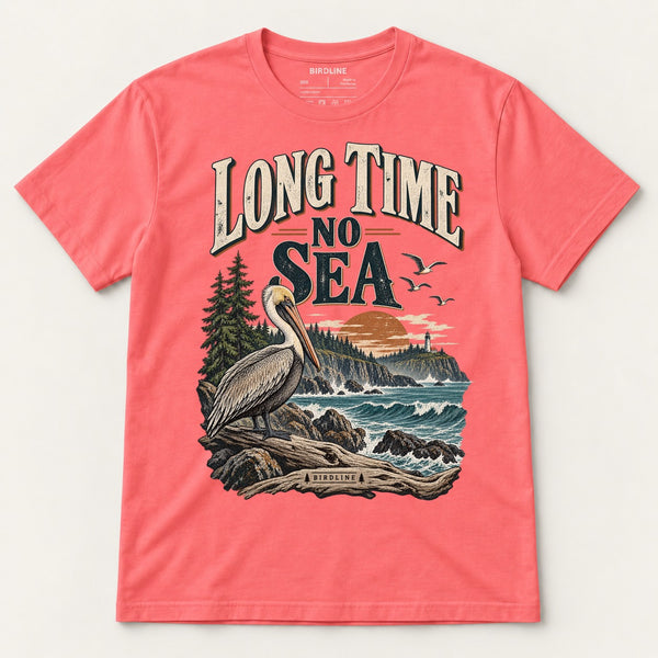 Long Time No Sea T-Shirt in Coral Silk, front view