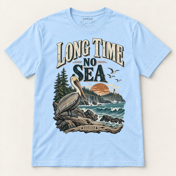 Long Time No Sea T-Shirt in Light Blue, front view