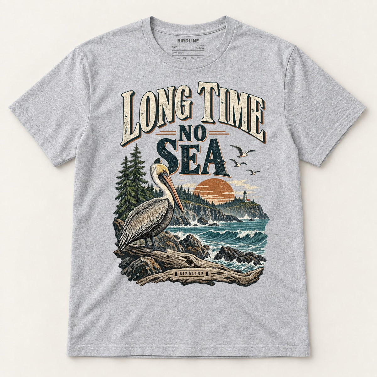 Long Time No Sea T-Shirt in Sport Grey, front view