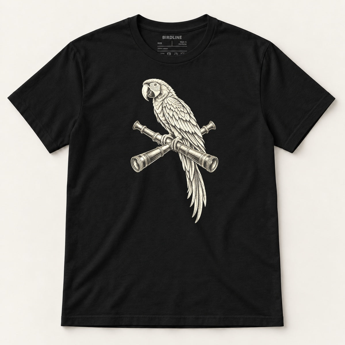 Lookout Macaw T-Shirt in Black, front view