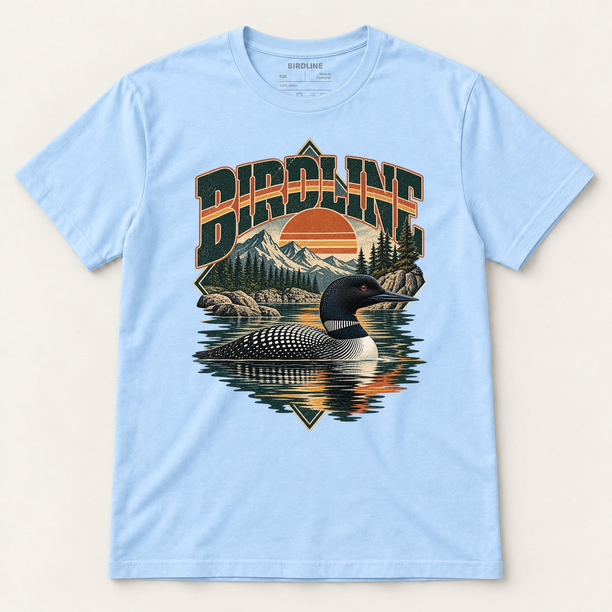 Birdline Loon Lake T-Shirt in Light Blue, front view