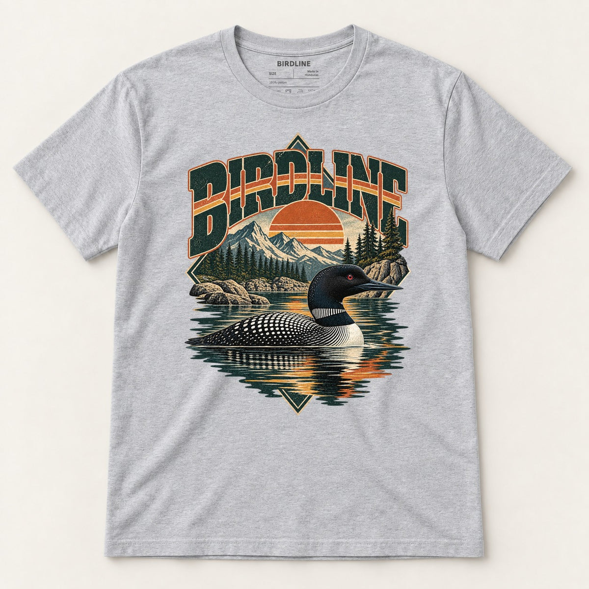 Birdline Loon Lake T-Shirt in Sport Grey, front view