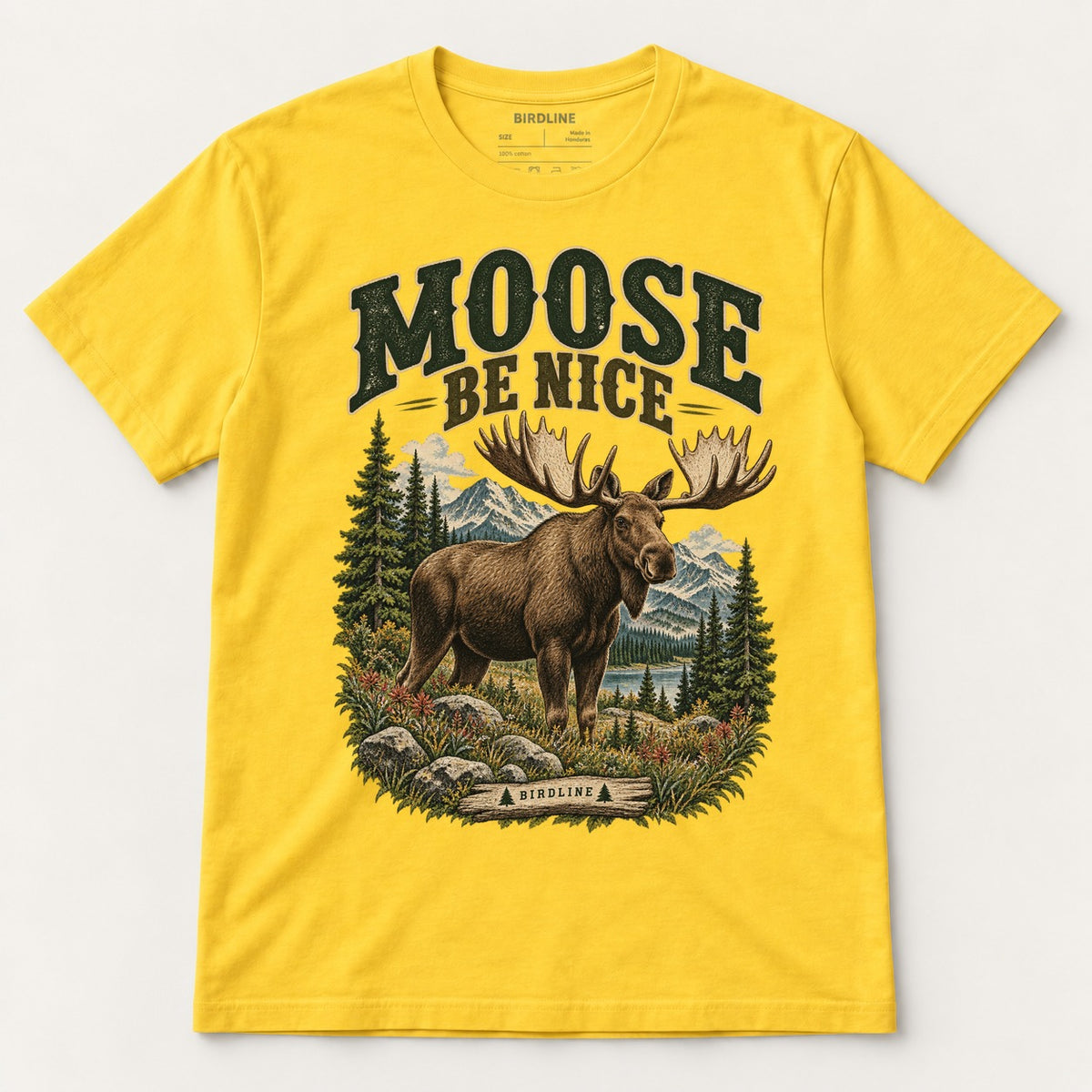 Moose Be Nice T-Shirt in Daisy, front view