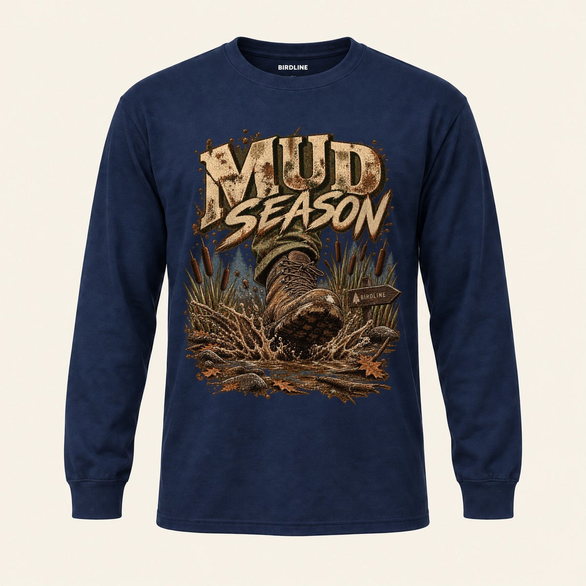 Mud Season Long Sleeve Shirt in Navy, front view