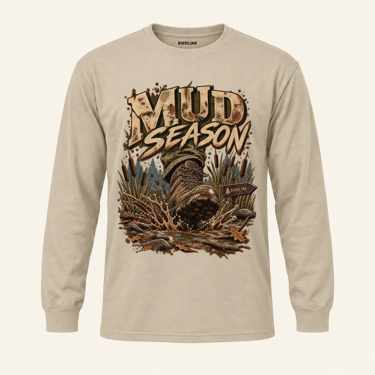 Mud Season Long Sleeve Shirt in Sand, front view