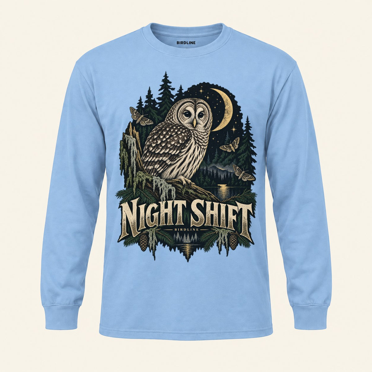 Night Shift Long Sleeve Shirt in Light Blue, front view