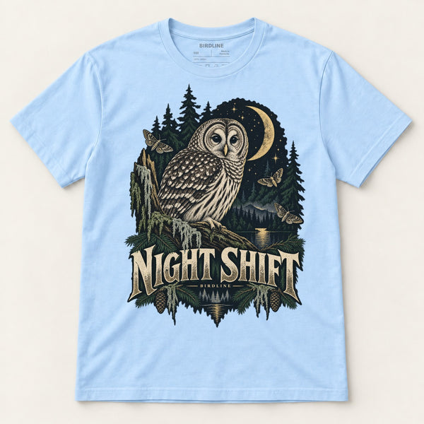 Night Shift T-Shirt in Light Blue, front view