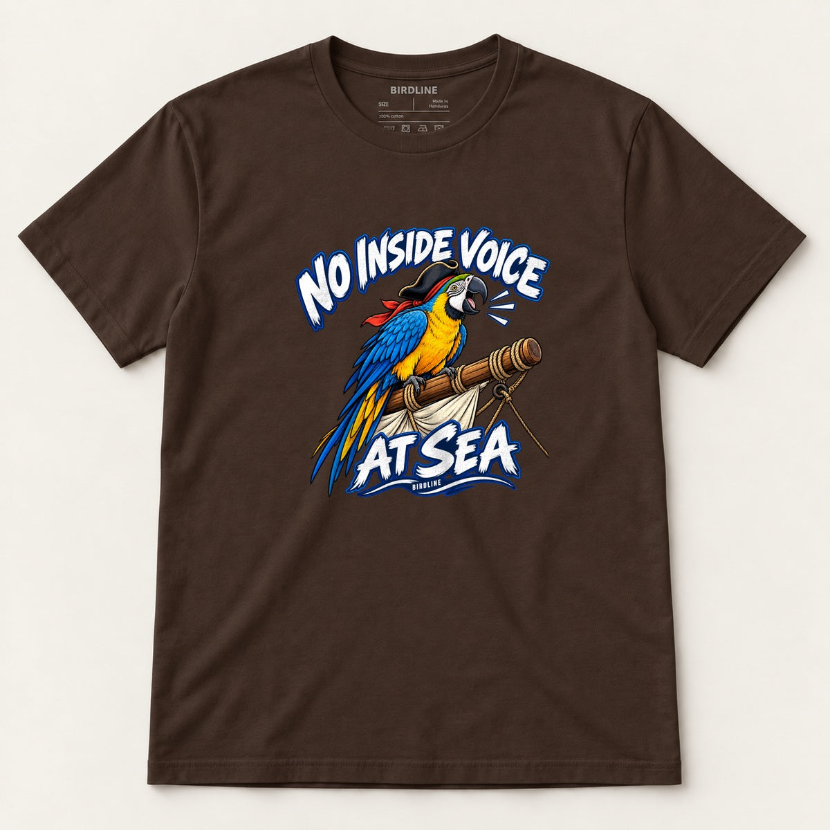 No Inside Voice At Sea T-Shirt in Dark Chocolate, front view