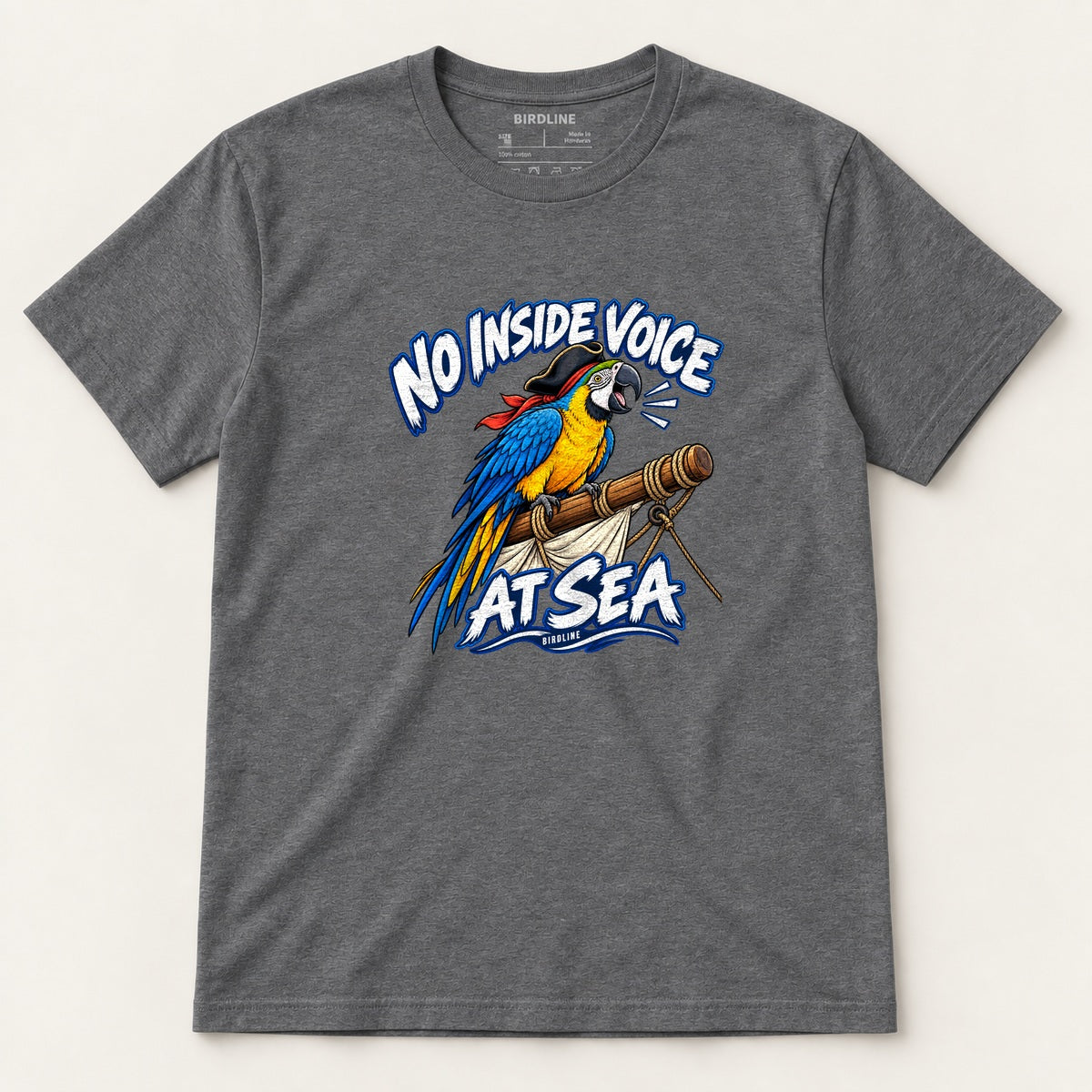 No Inside Voice At Sea T-Shirt in Dark Heather, front view