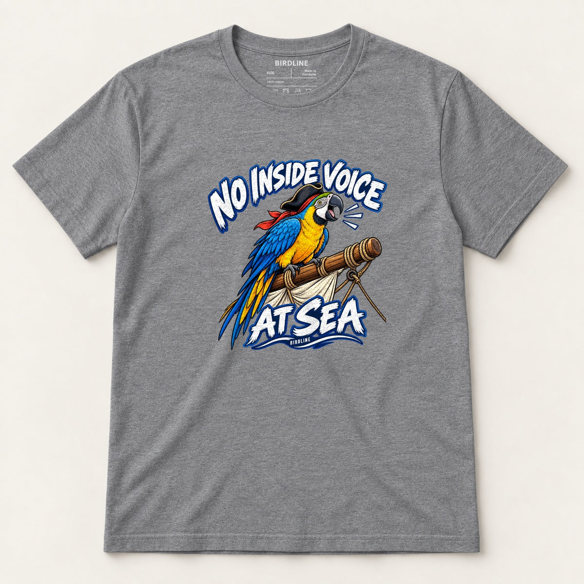 No Inside Voice At Sea T-Shirt in Graphite Heather, front view