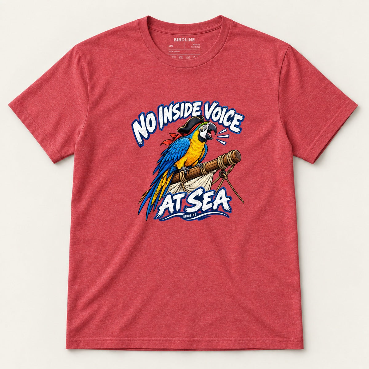 No Inside Voice At Sea T-Shirt in Heather Red, front view
