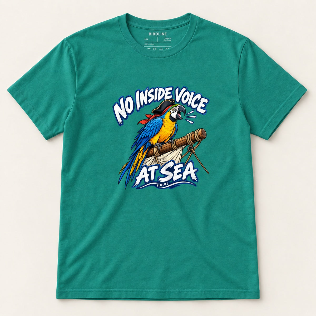 No Inside Voice At Sea T-Shirt in Jade Dome, front view
