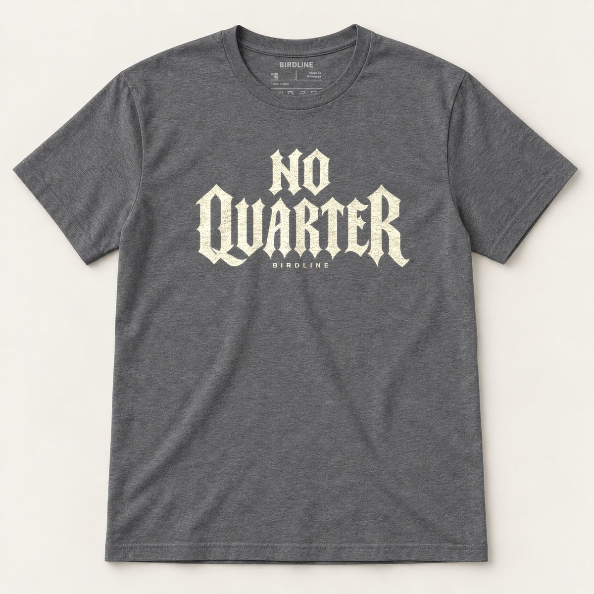 No Quarter T-Shirt in Dark Heather, front view