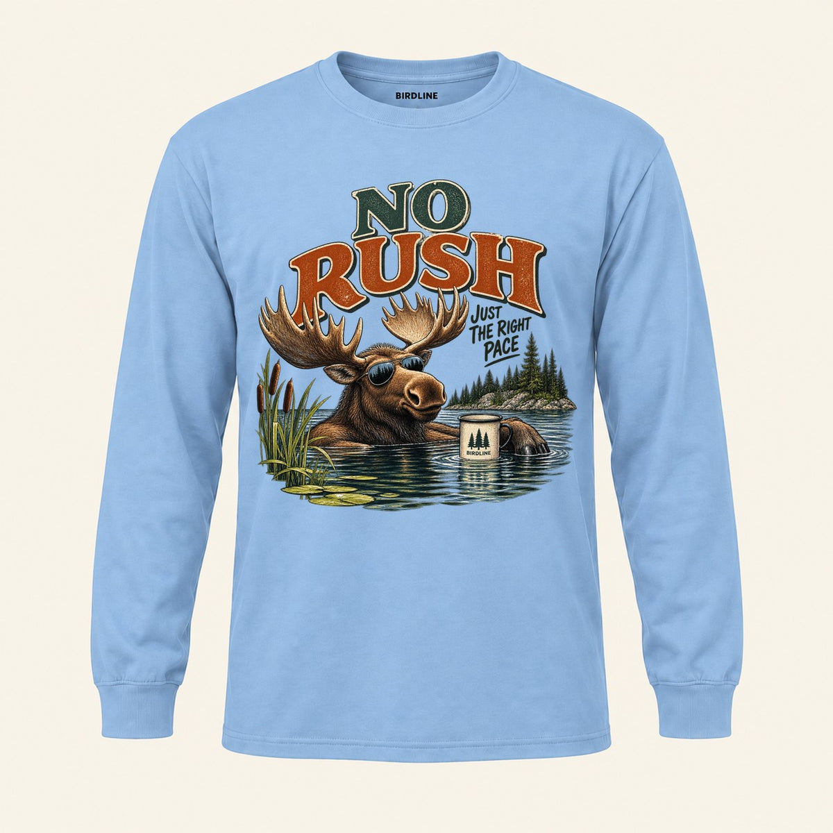 No Rush Just the Right Pace Long Sleeve Shirt in Light Blue, front view
