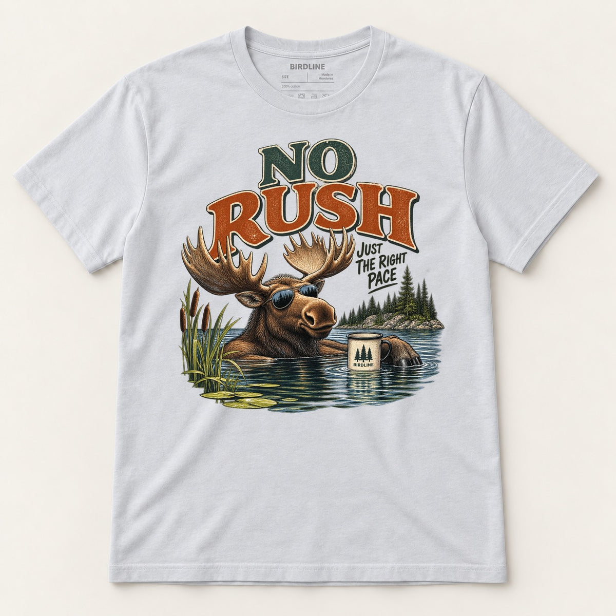 No Rush Just the Right Pace T-Shirt in Ice Grey, front view