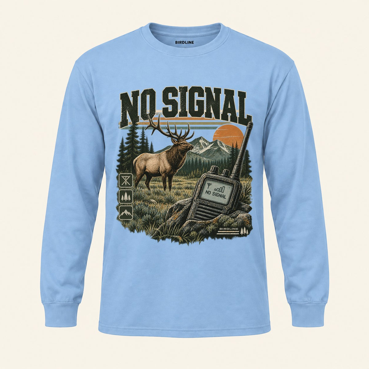No Signal Long Sleeve Shirt in Light Blue, front view