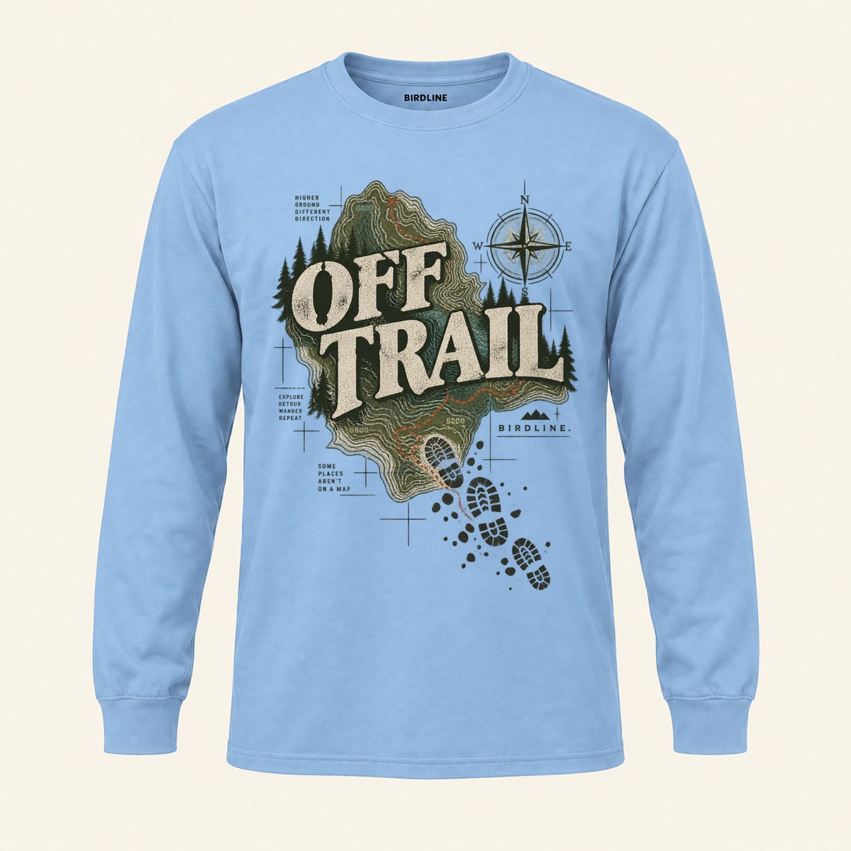 Off Trail Long Sleeve Shirt in Light Blue, front view