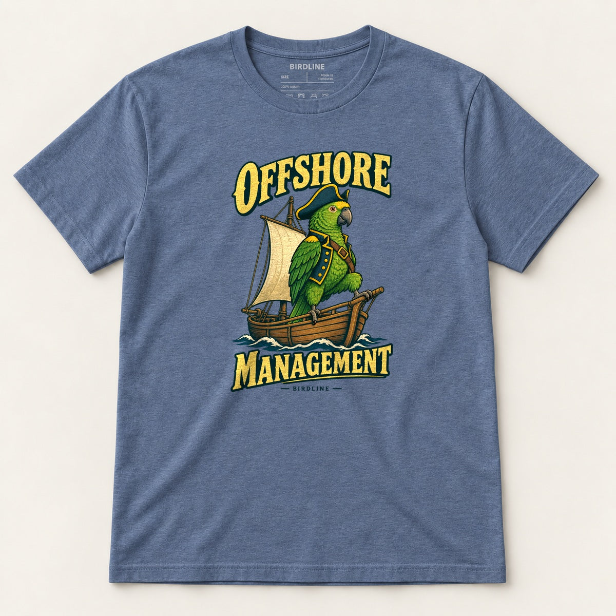Offshore Management T-Shirt in Heather Indigo, front view