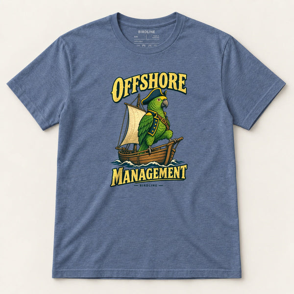 Offshore Management T-Shirt in Heather Indigo, front view