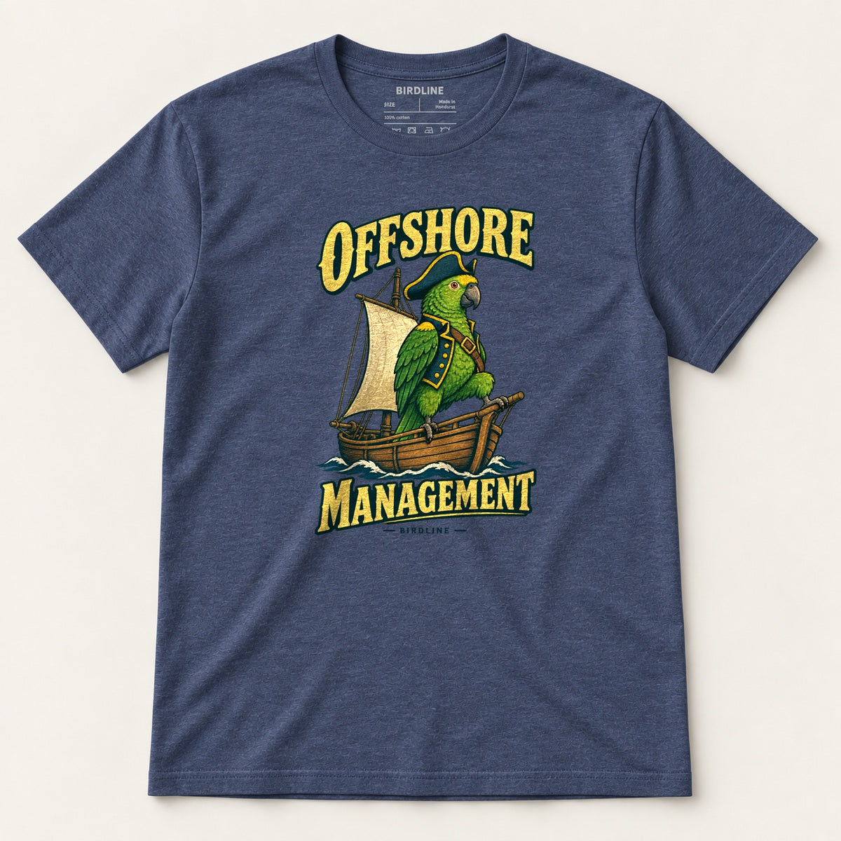 Offshore Management T-Shirt in Heather Navy, front view