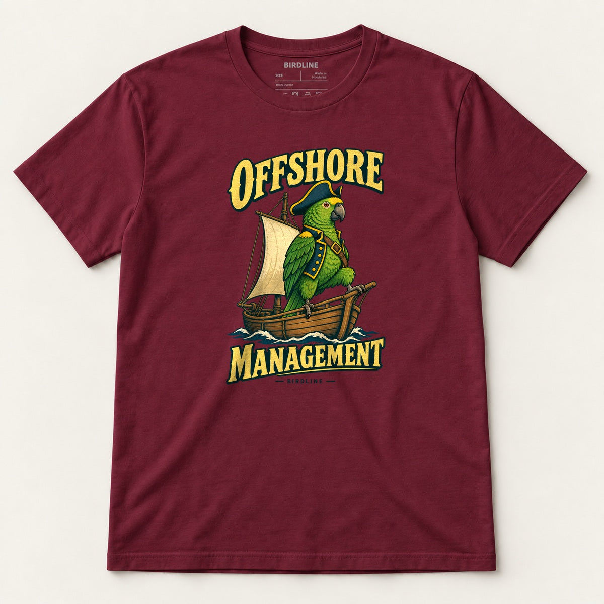 Offshore Management T-Shirt in Maroon, front view