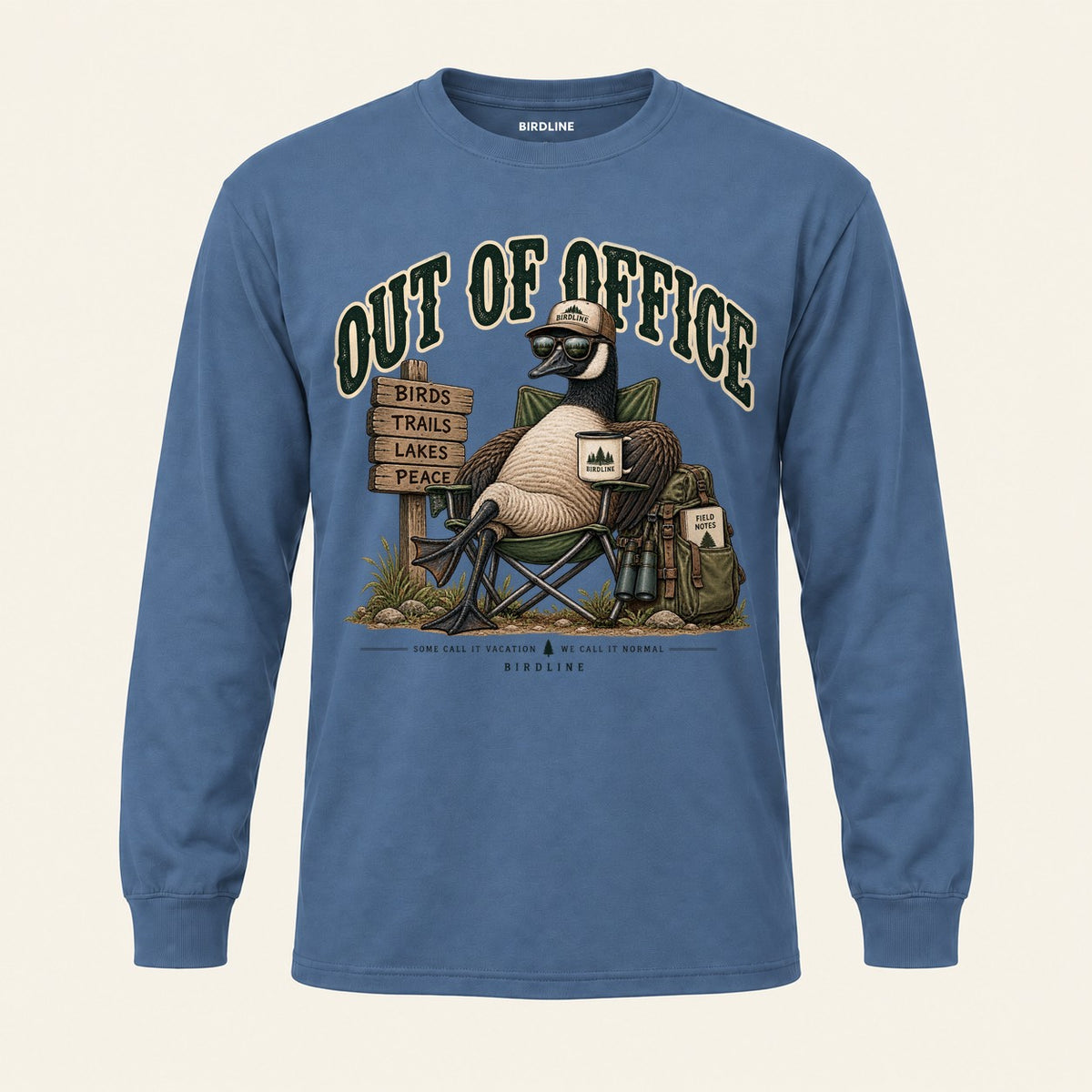 Out Of Office Long Sleeve Shirt in Indigo Blue, front view