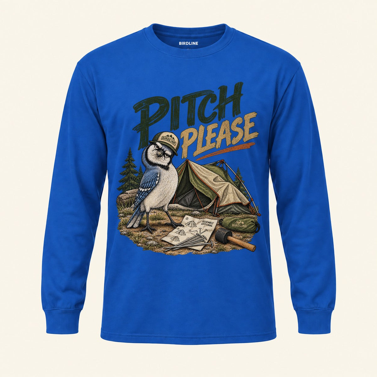 Pitch Please Long Sleeve Shirt in Royal, front view