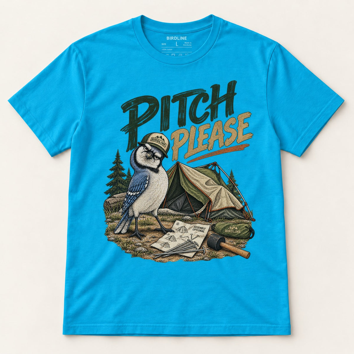 Pitch Please T-Shirt in Tropical Blue, front view