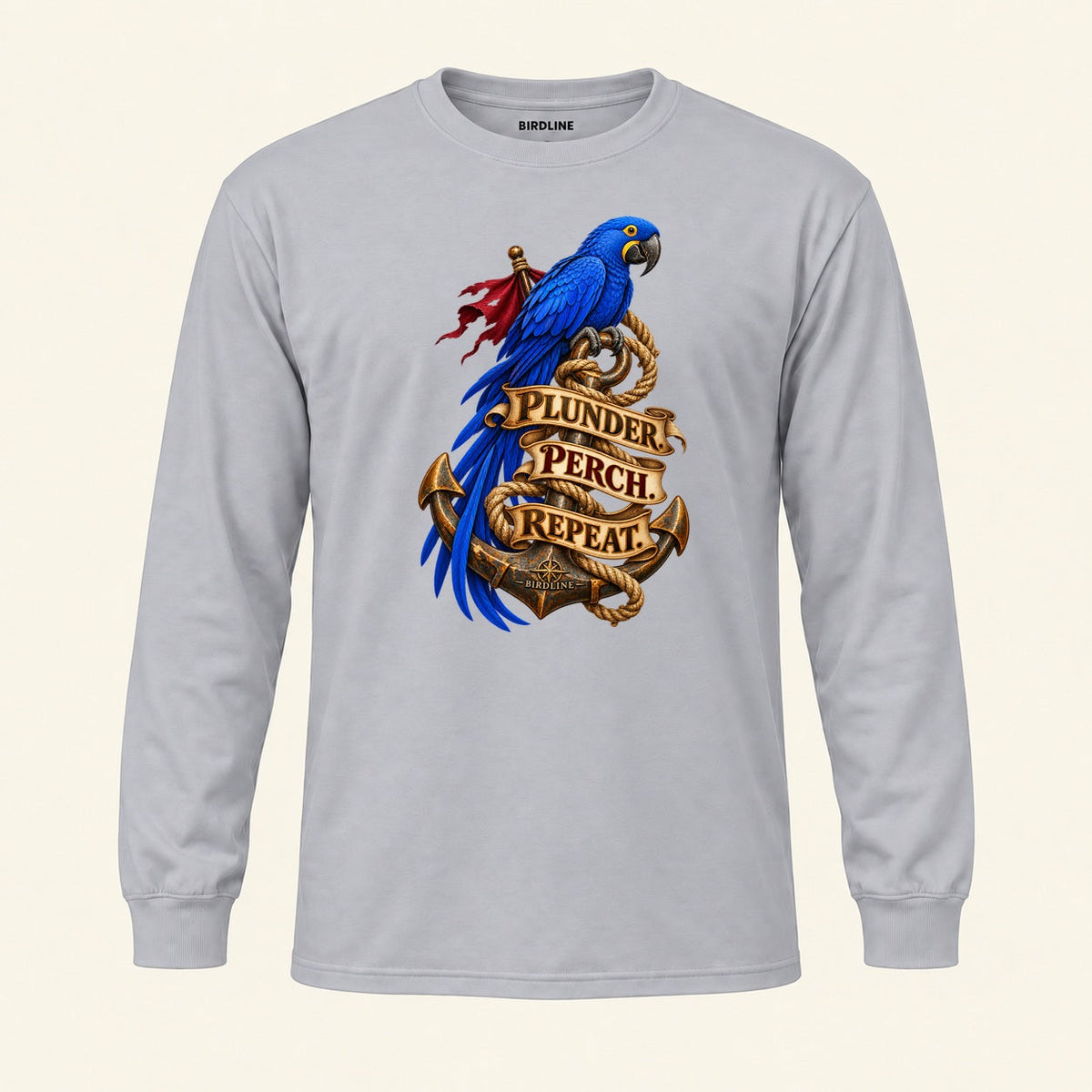 Plunder Perch Repeat Long Sleeve Shirt in Sport Grey, front view