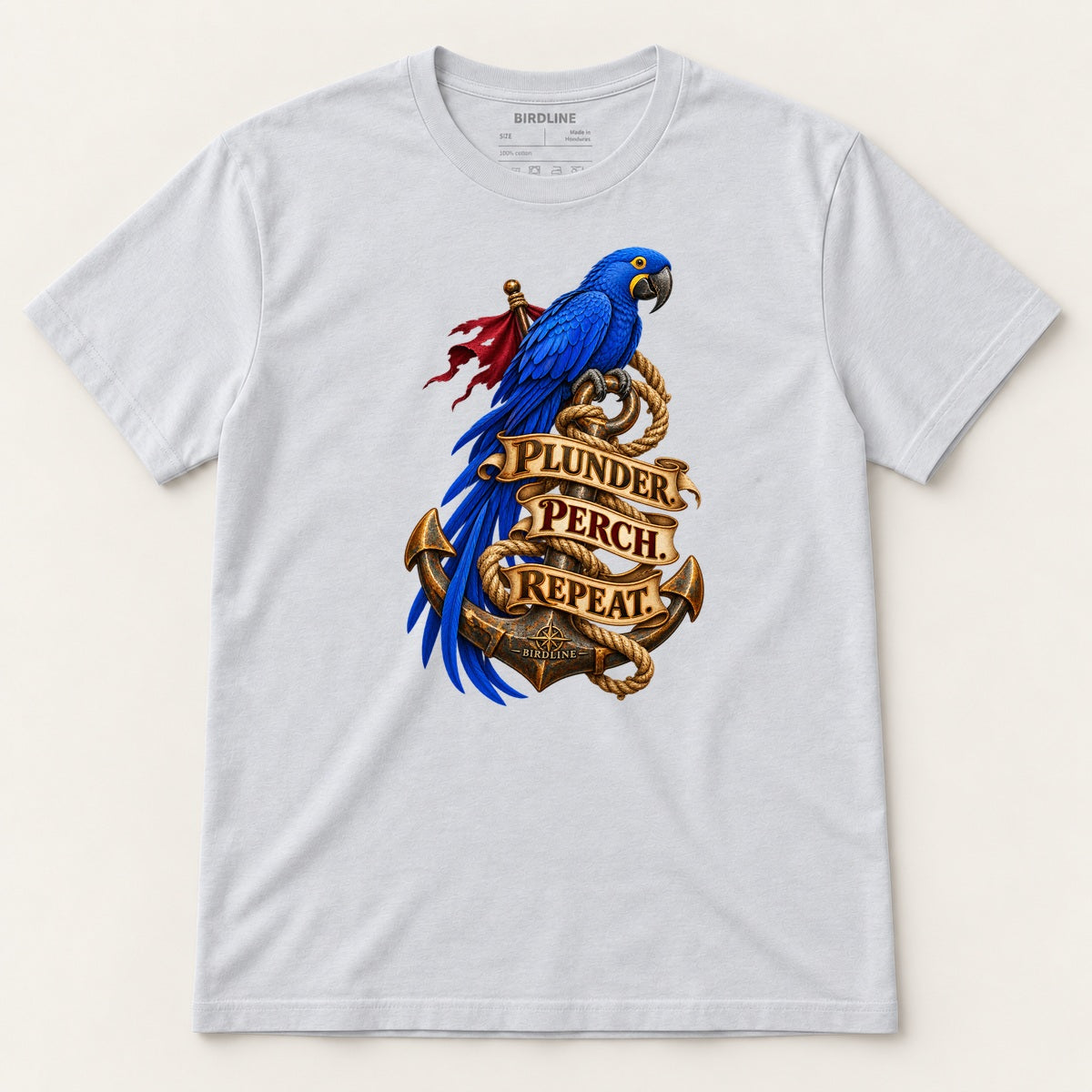 Plunder Perch Repeat T-Shirt in Ice Grey, front view
