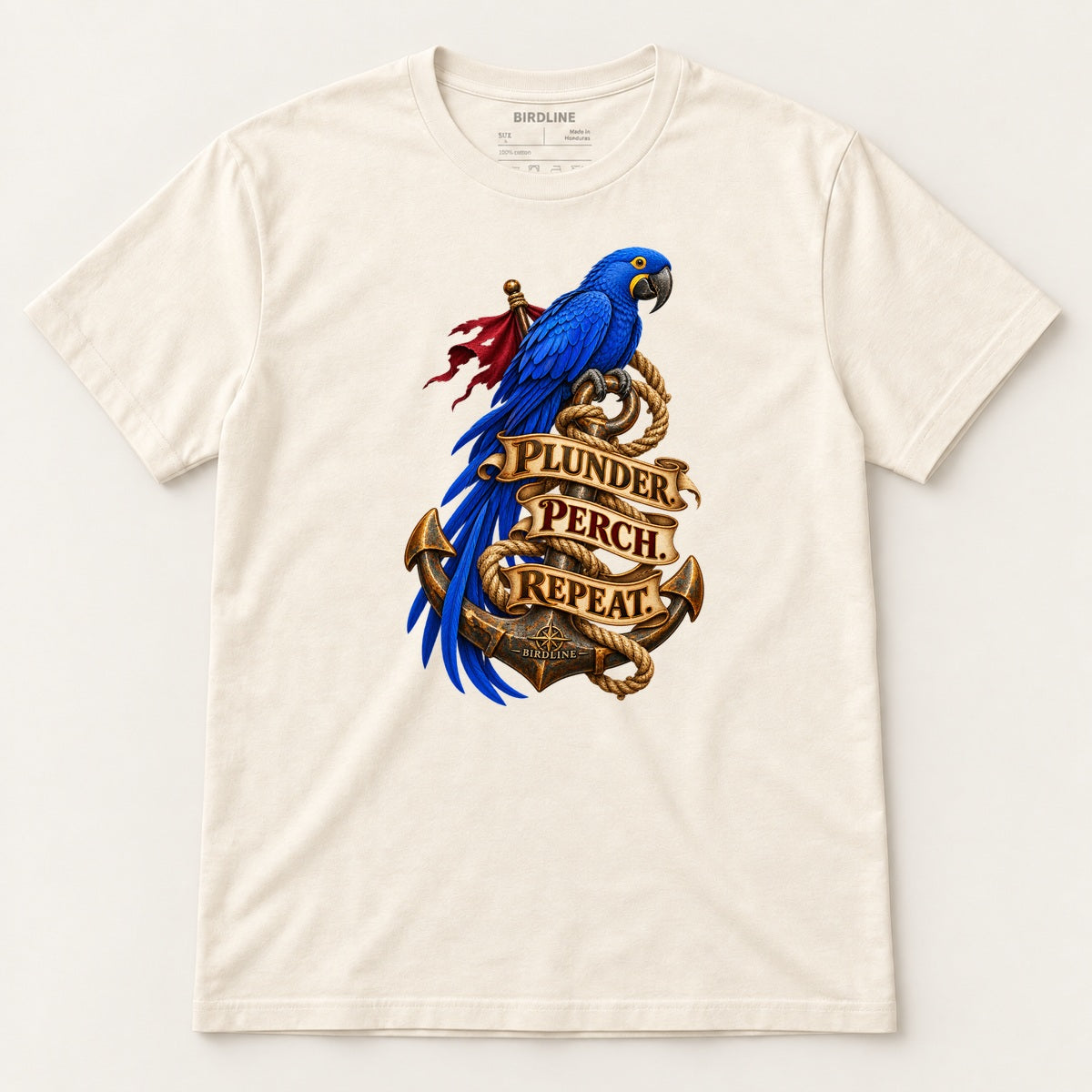 Plunder Perch Repeat T-Shirt in Natural, front view