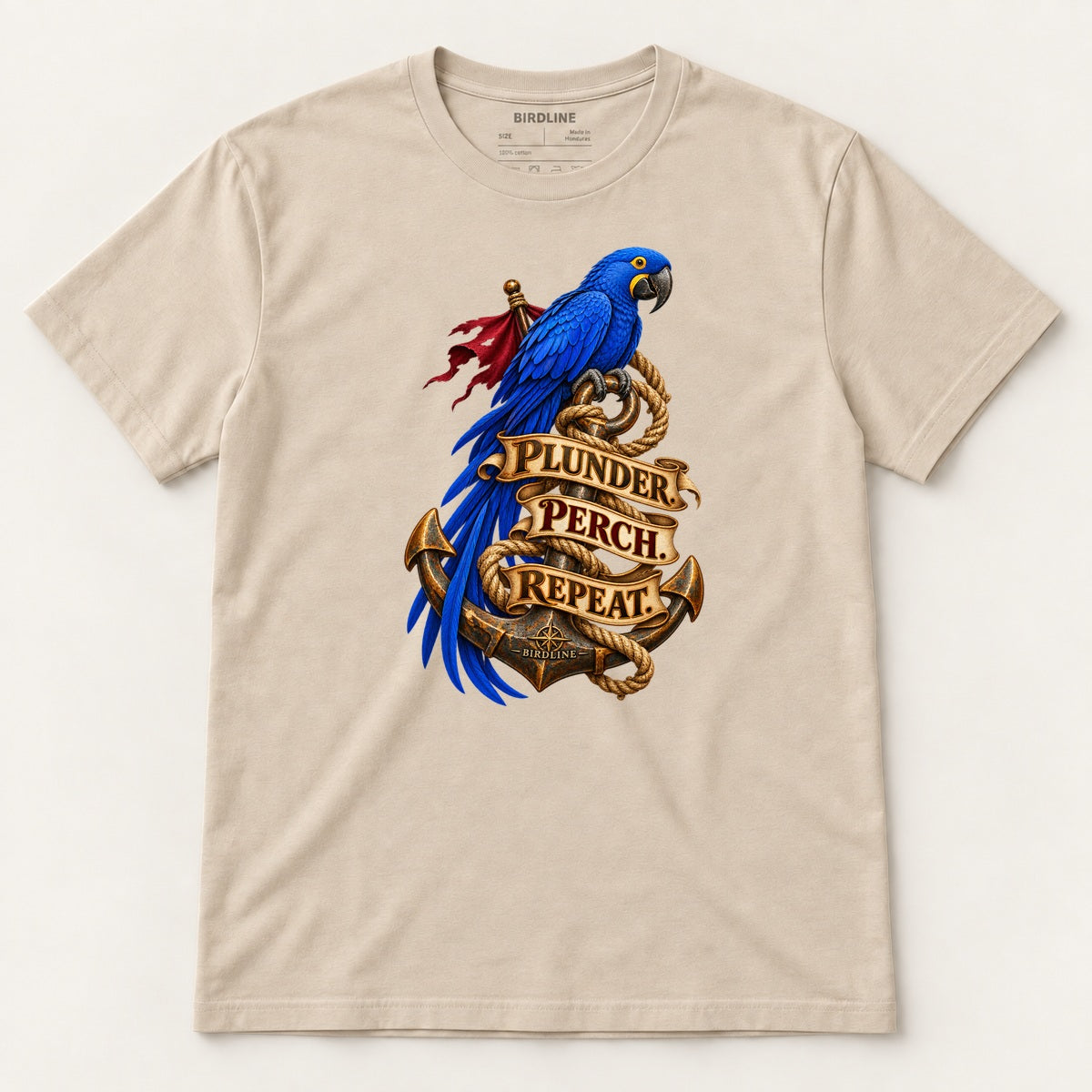 Plunder Perch Repeat T-Shirt in Sand, front view