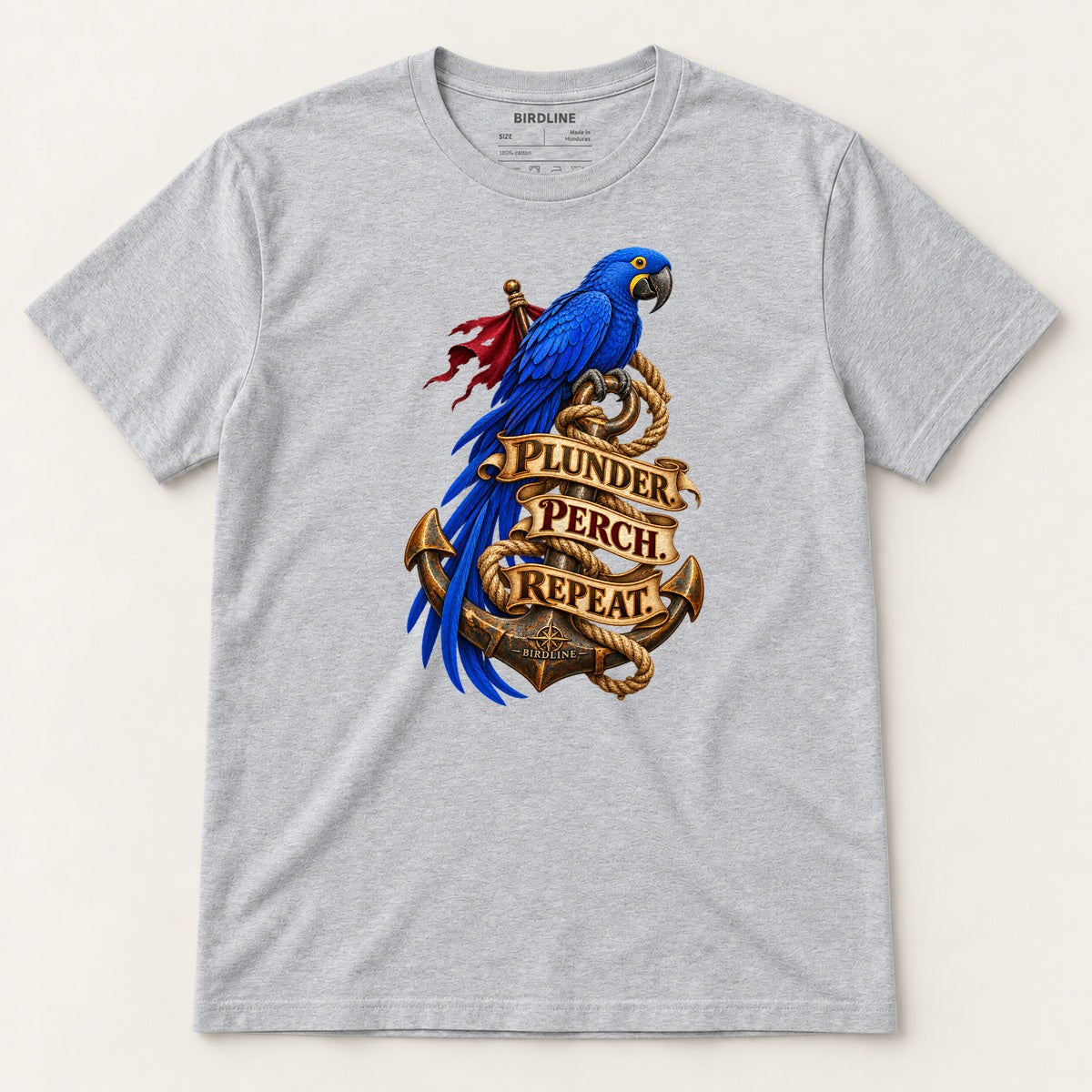 Plunder Perch Repeat T-Shirt in Sport Grey, front view