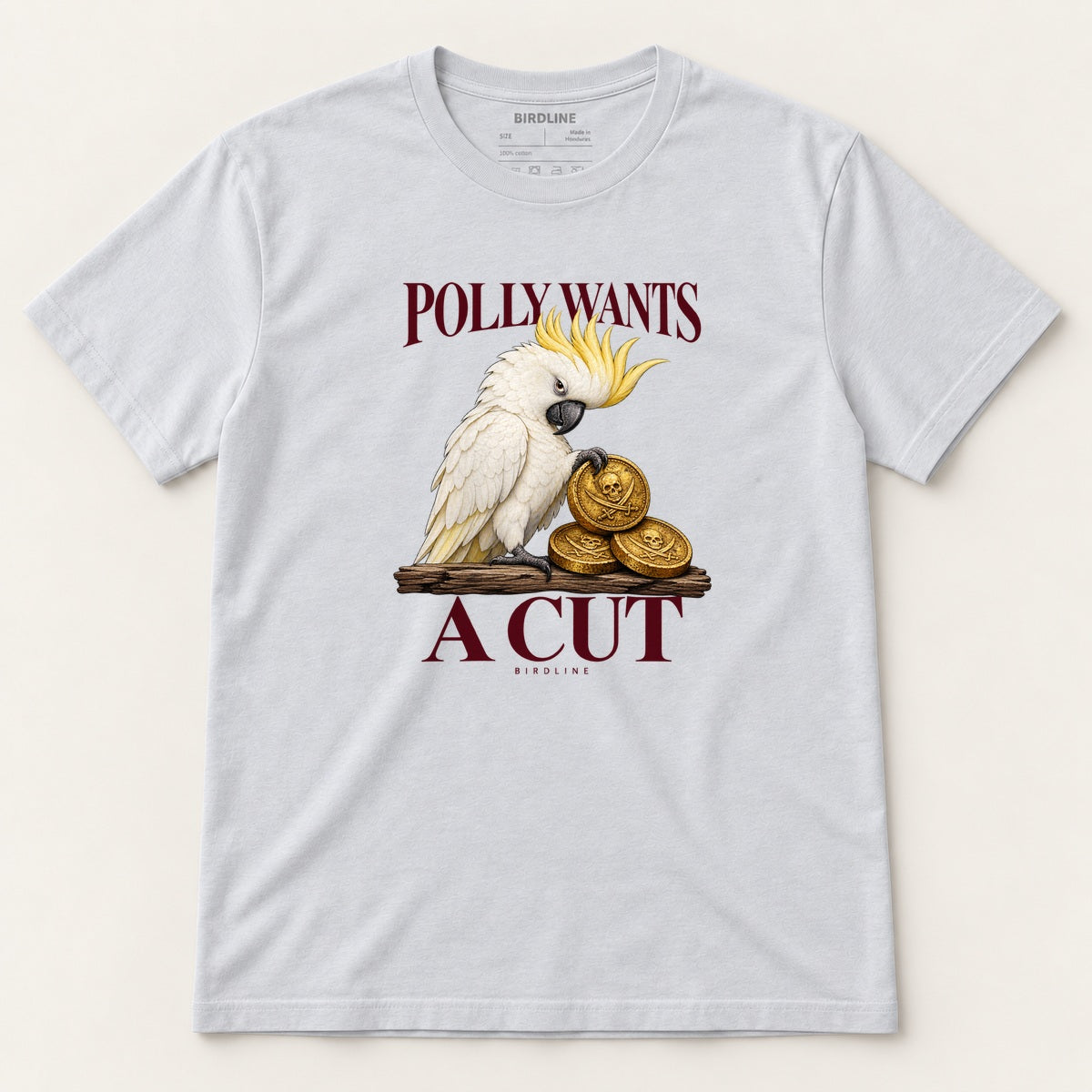 Polly Wants A Cut T-Shirt in Ice Grey, front view