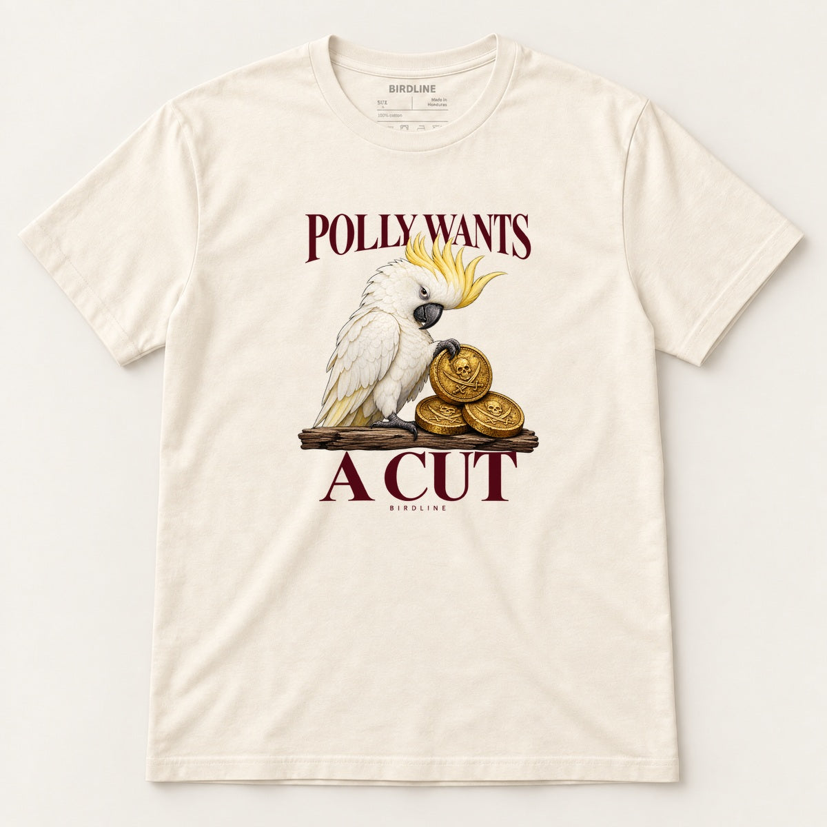 Polly Wants A Cut T-Shirt in Natural, front view