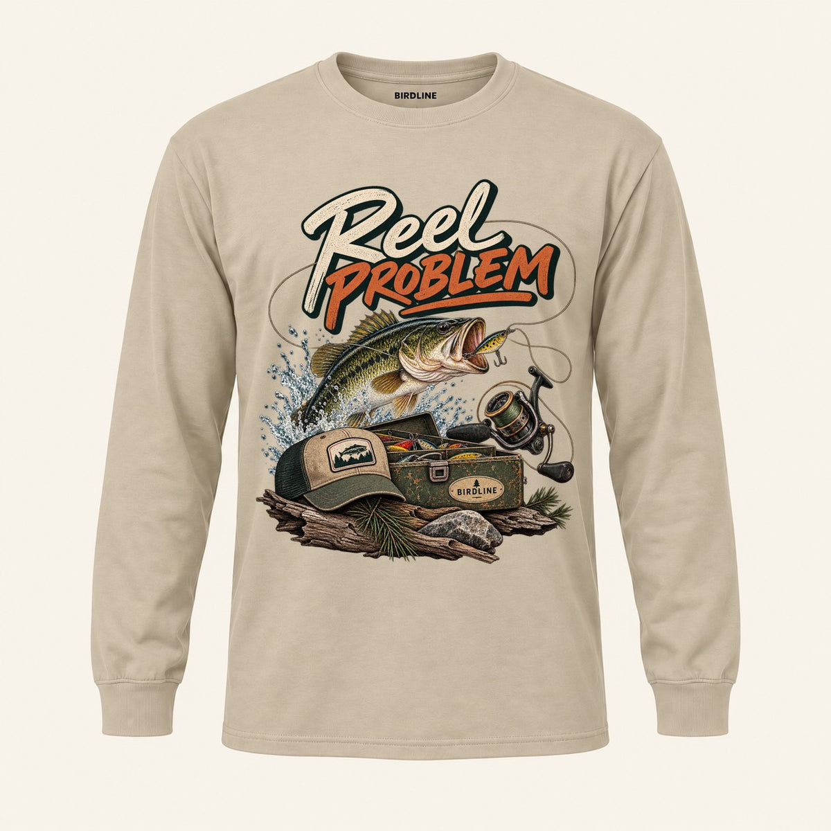 Reel Problem Long Sleeve Shirt in Sand, front view
