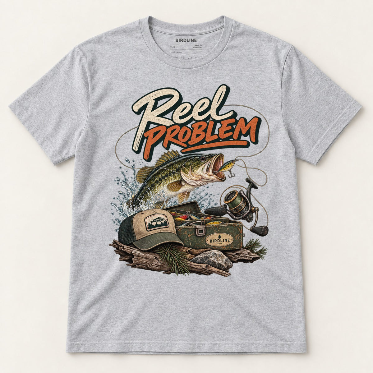 Reel Problem T-Shirt in Sport Grey, front view