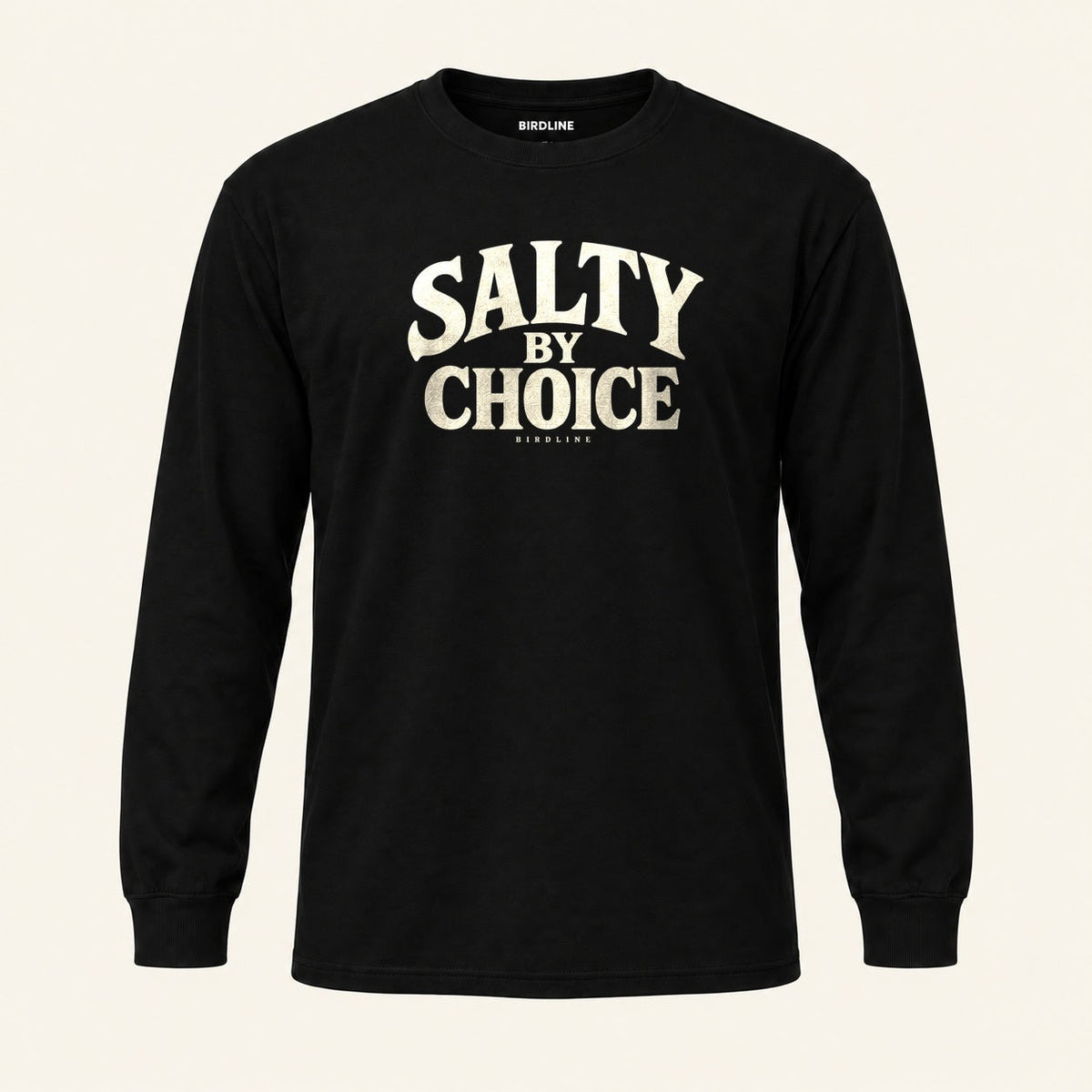 Salty By Choice Long Sleeve Shirt in Black, front view