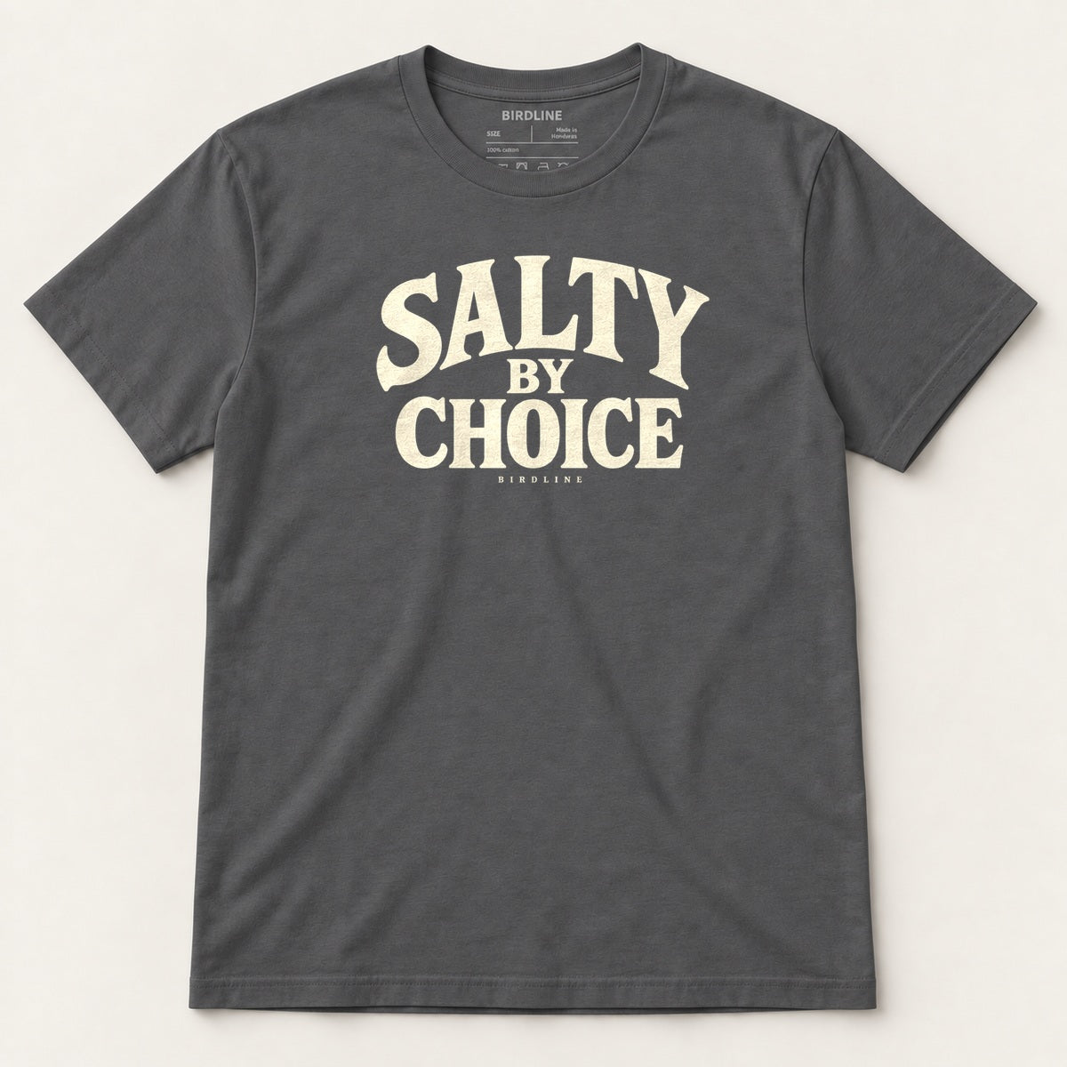 Salty By Choice T-Shirt in Charcoal, front view