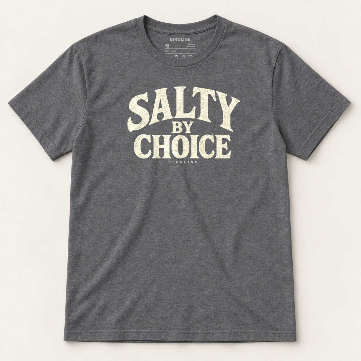 Salty By Choice T-Shirt in Dark Heather, front view