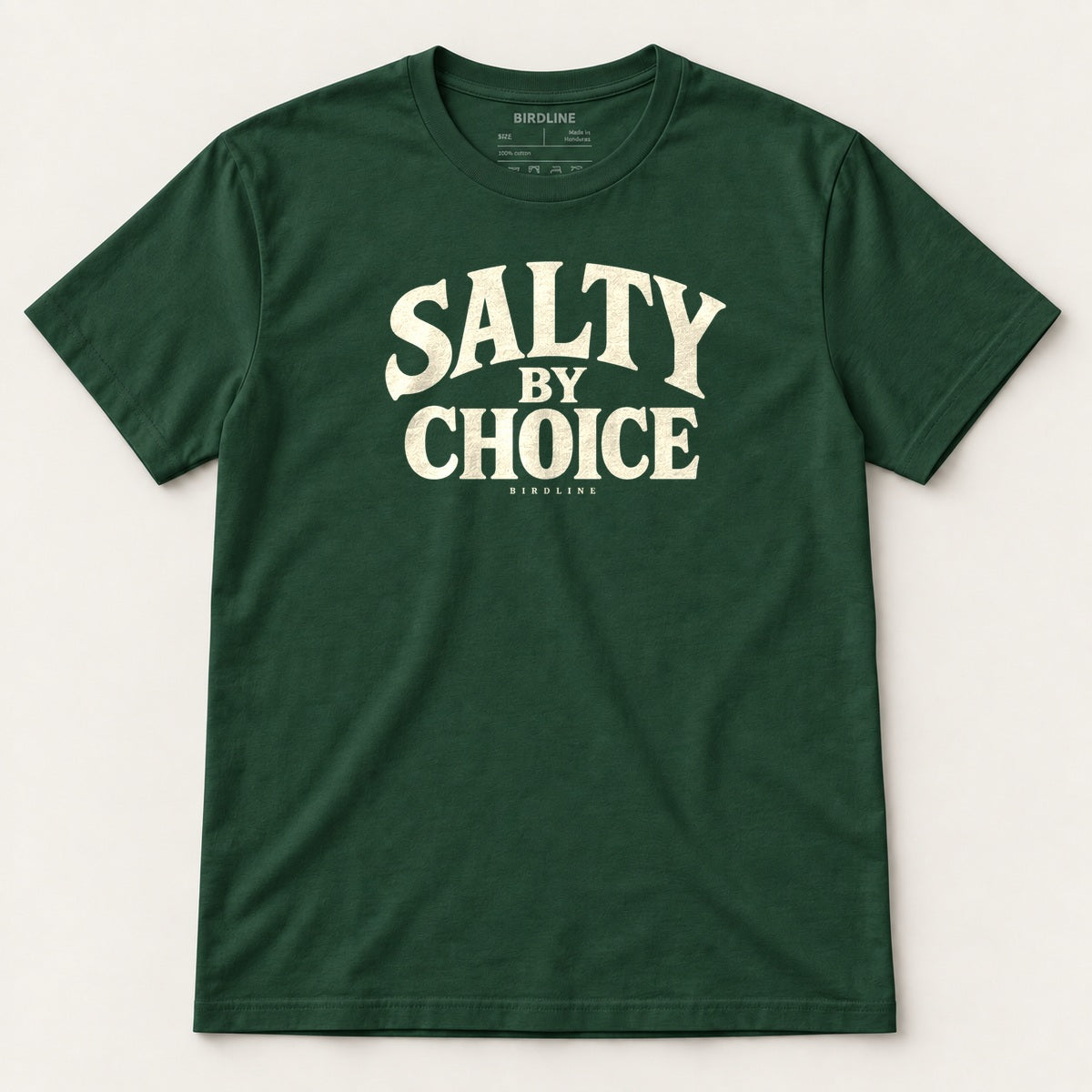 Salty By Choice T-Shirt in Forest Green, front view