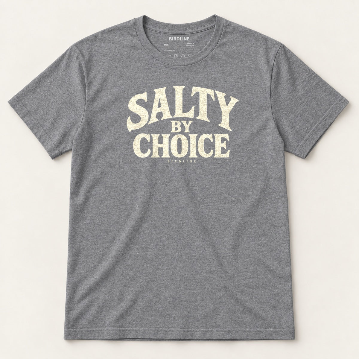 Salty By Choice T-Shirt in Graphite Heather, front view