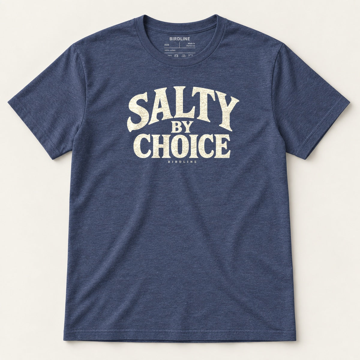 Salty By Choice T-Shirt in Heather Navy, front view