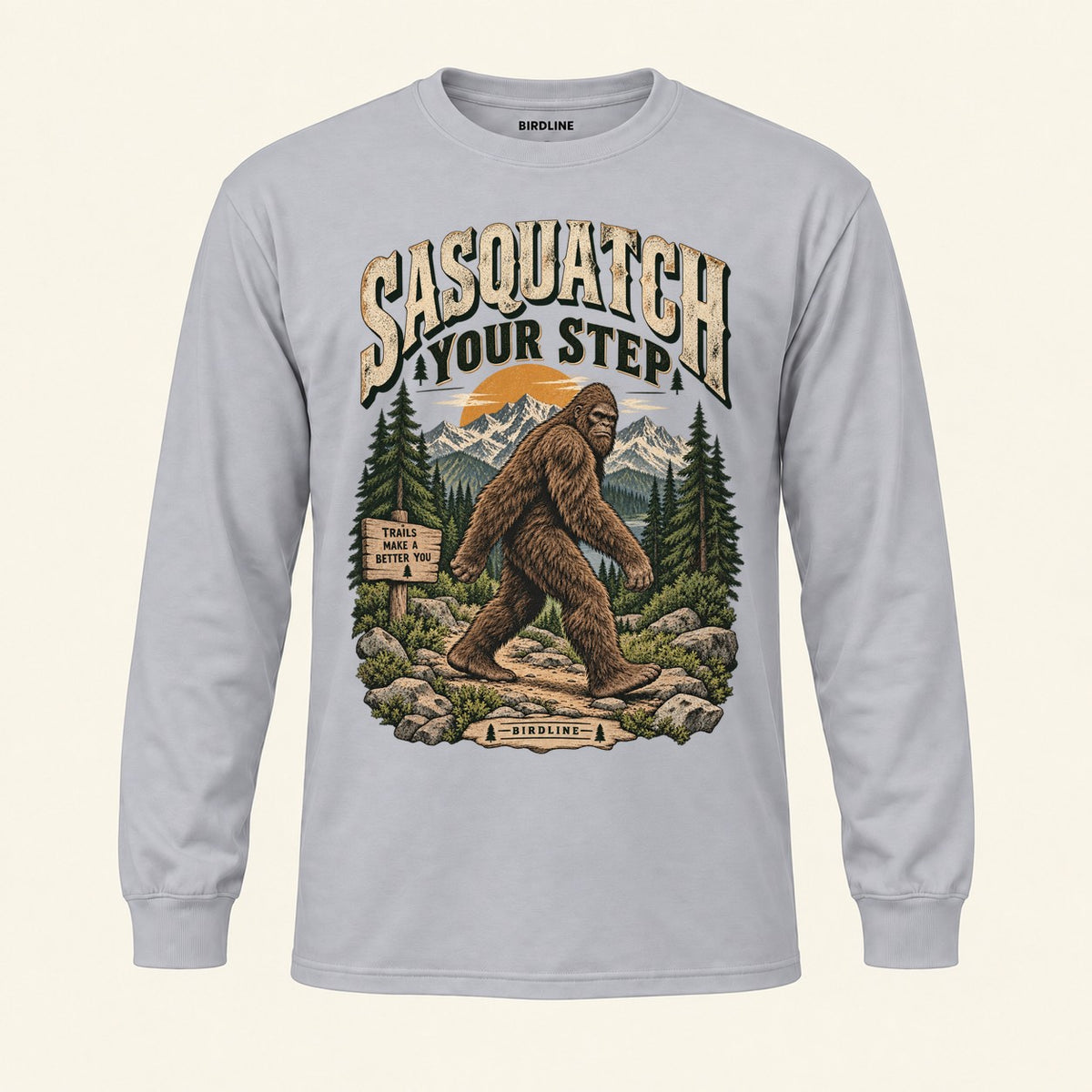Sasquatch Your Step Long Sleeve Shirt in Sport Grey, front view