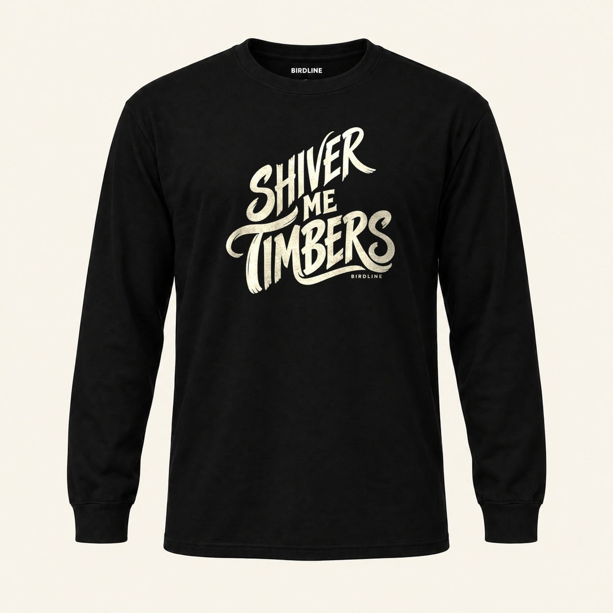 Shiver Me Timbers Long Sleeve Shirt in Black, front view